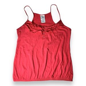 725 ORIGINAL spaghetti strap tank top with ruffles on the front